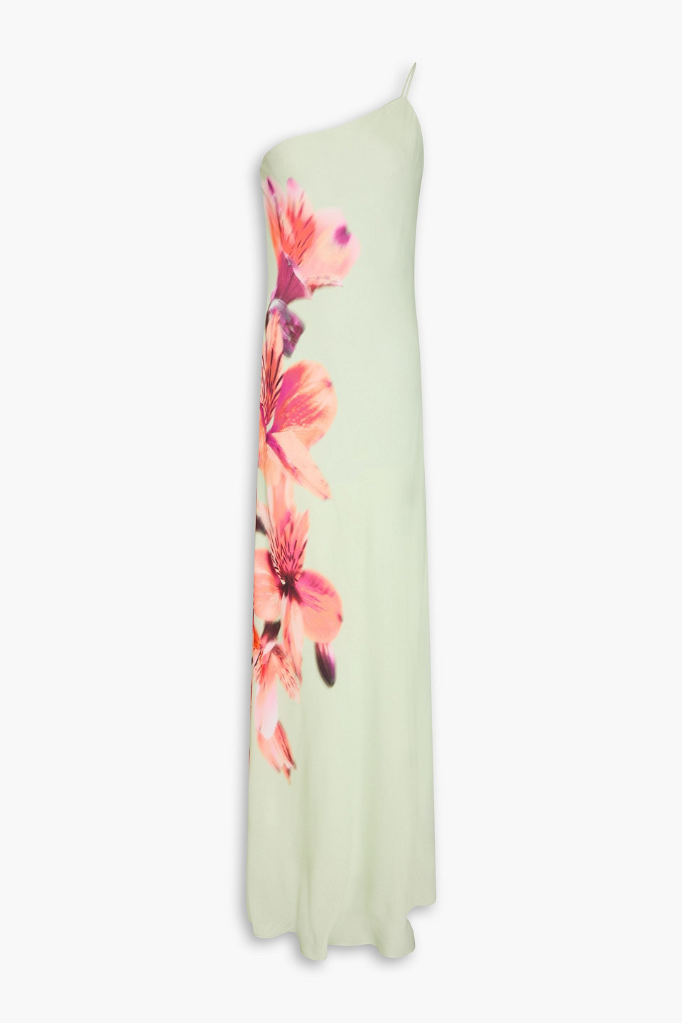 Derek Lam 10 Crosby Milou One-shoulder Floral-print Crepe Gown In Light Green