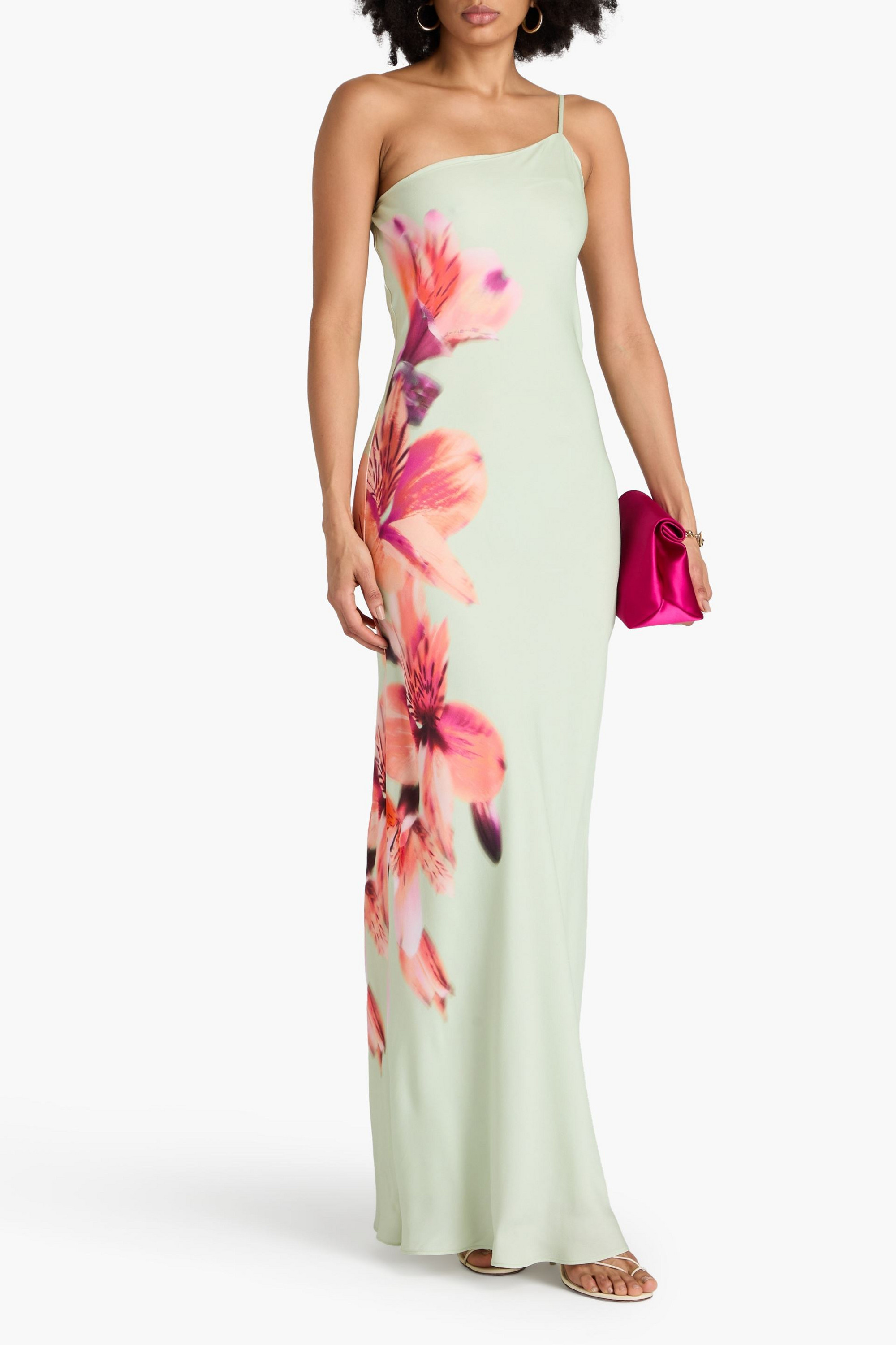 DEREK LAM 10 CROSBY Milou one-shoulder floral-print crepe gown