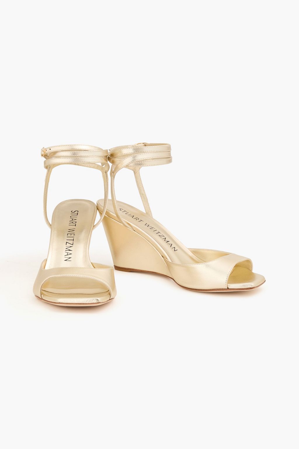 STUART WEITZMAN Tia 85 レザー ウェッジサンダル メタリック