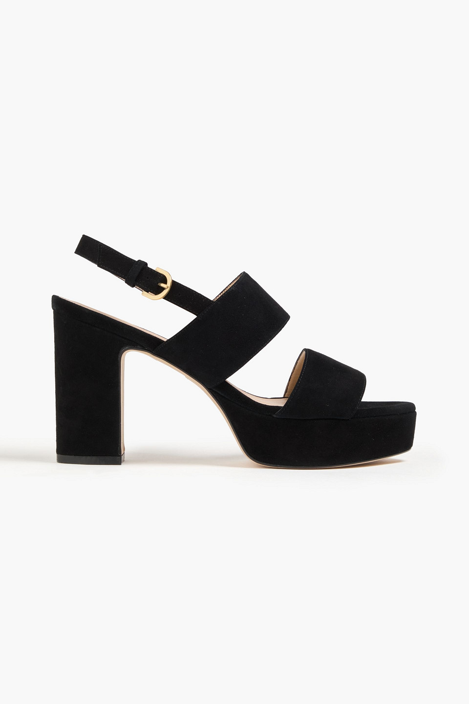 Stuart Weitzman Suede Slingback Platform Sandals In Schwarz