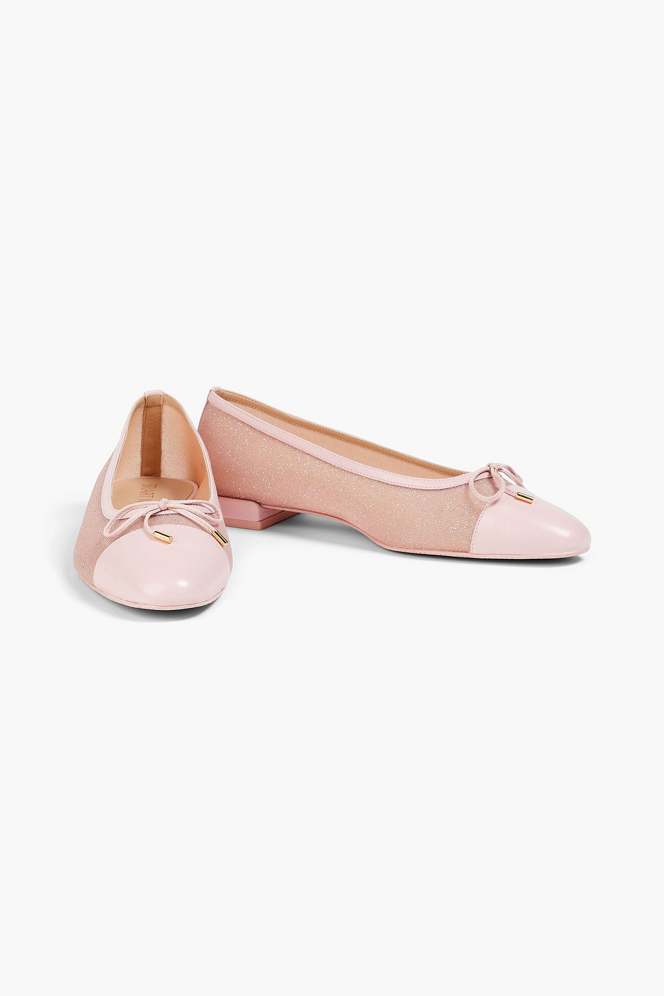 STUART WEITZMAN SLEEK GLITTERED MESH BALLET FLATS
