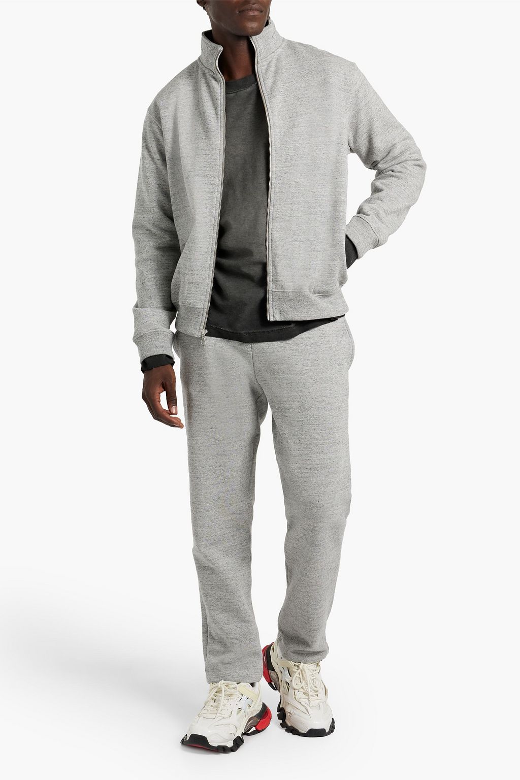 JOHN ELLIOTT Cotton and cashmere-blend fleece zip-up sweatshirt