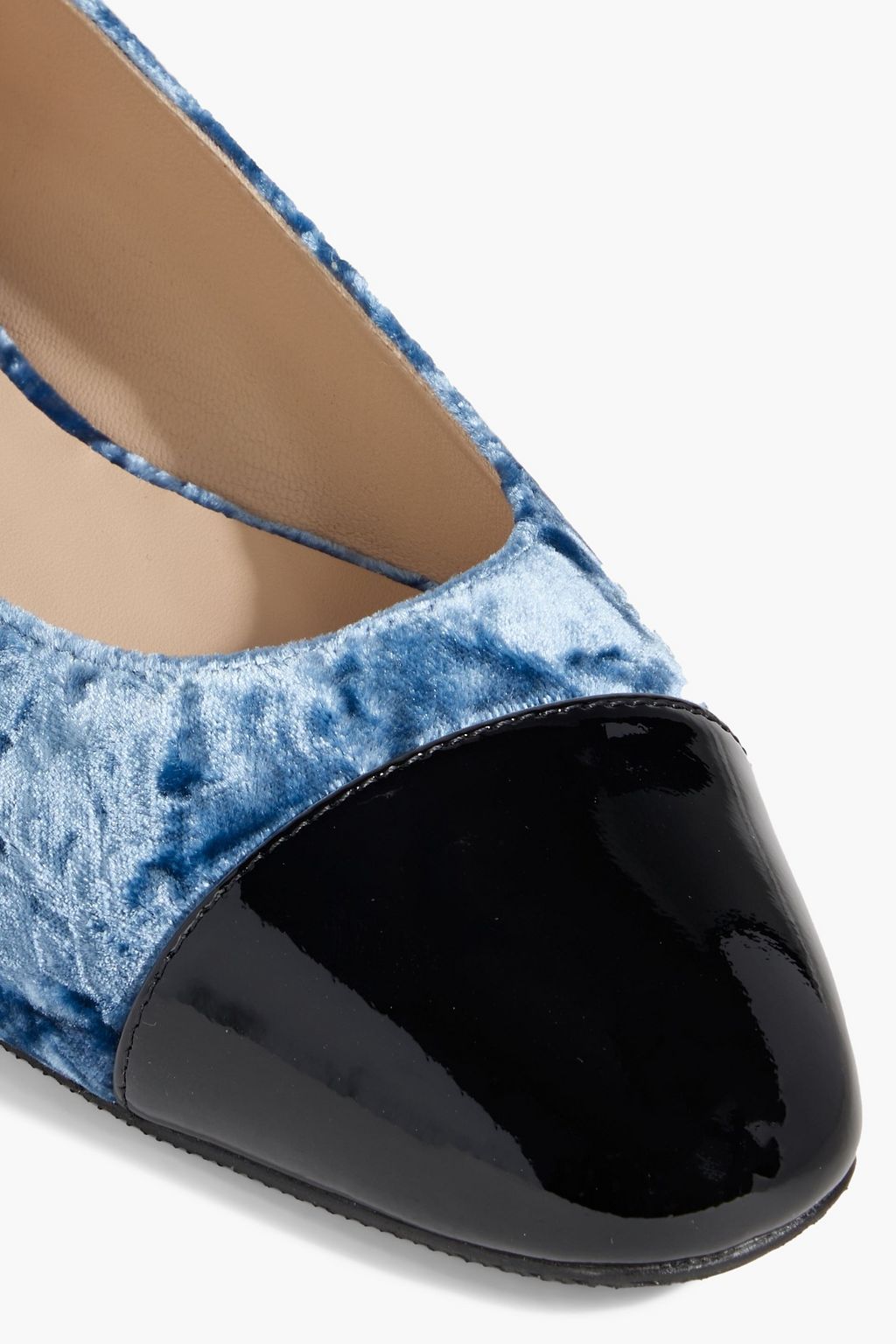 STUART WEITZMAN Pearl embellished crushed-velvet ballet flats