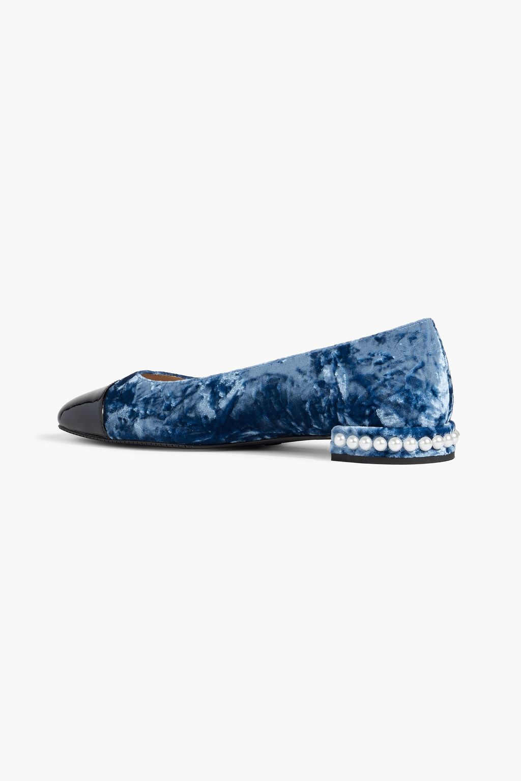 STUART WEITZMAN Pearl embellished crushed-velvet ballet flats