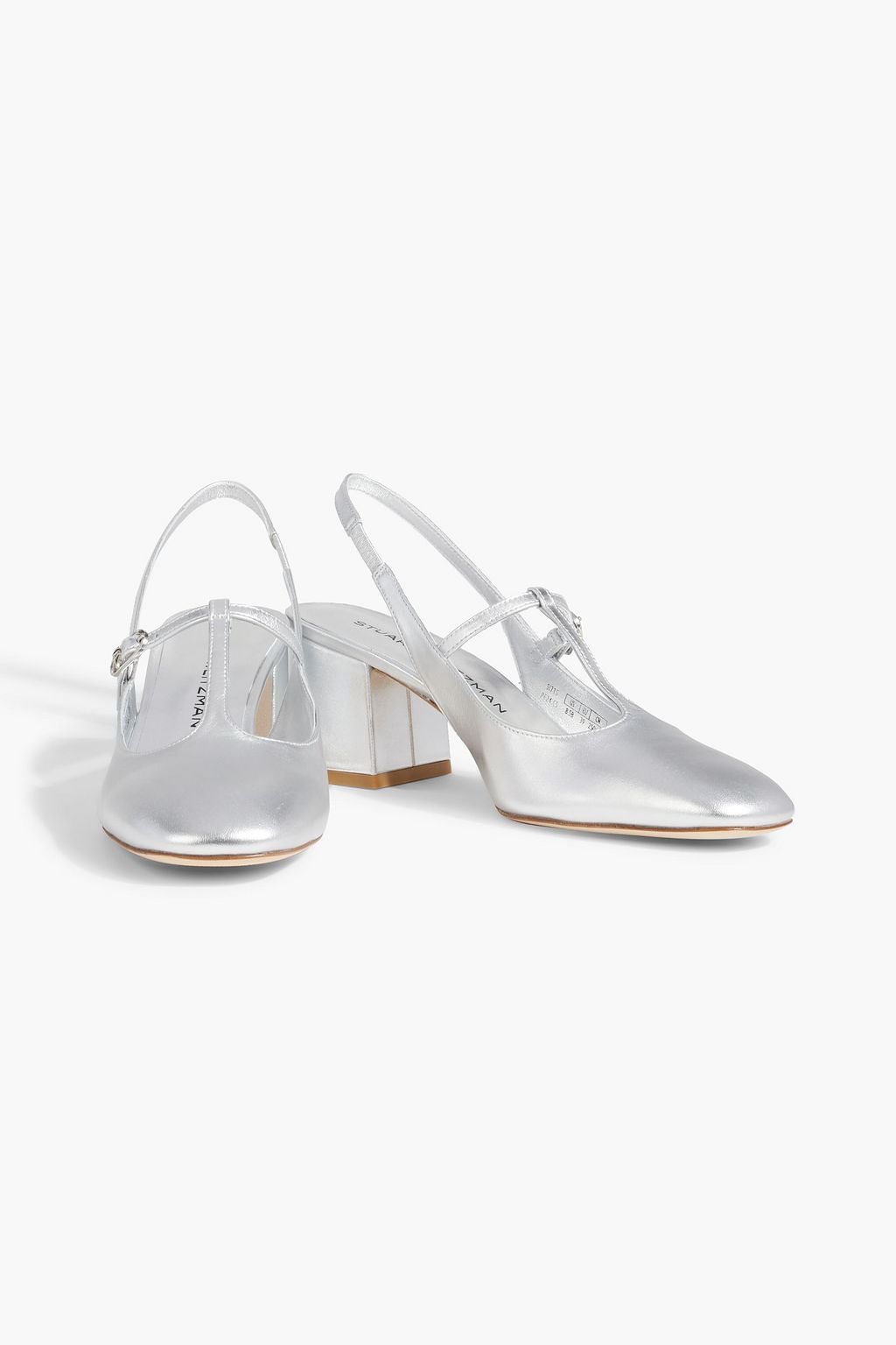 STUART WEITZMAN Janet metallic leather slingback pumps