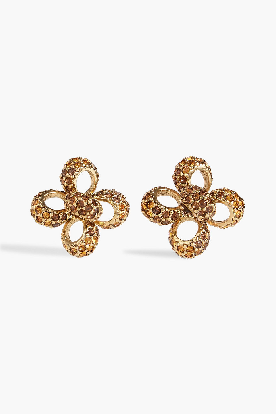 Oscar De La Renta Gold-tone Crystal Earrings