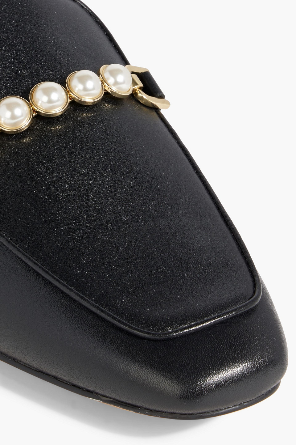 Stuart Weitzman Perla Embellished Leather Mules In Schwarz