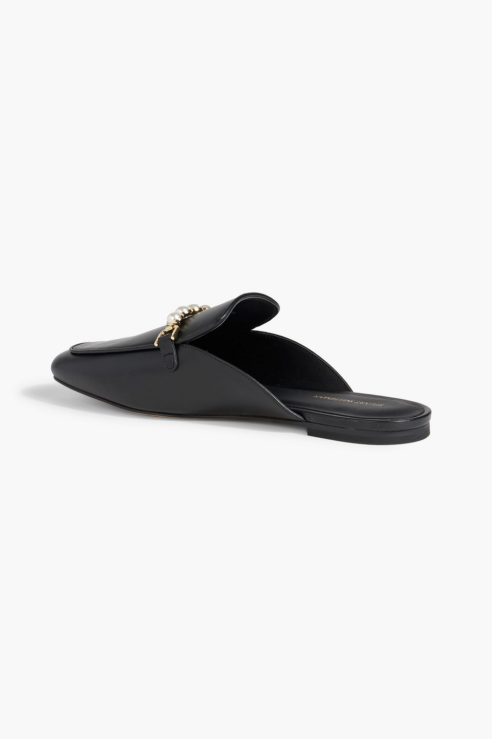 Stuart Weitzman Perla Embellished Leather Mules In Schwarz