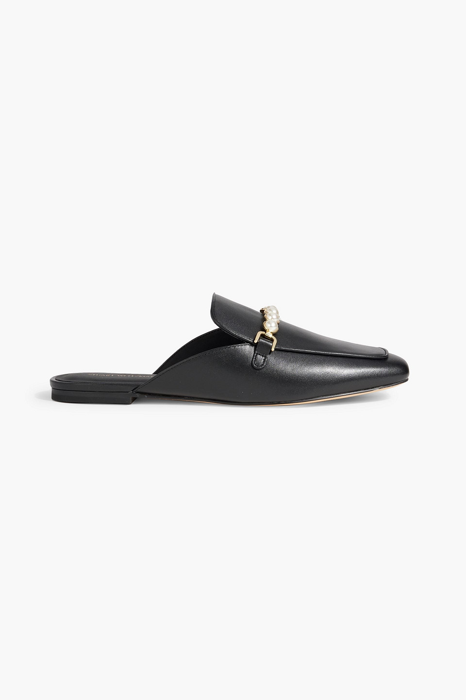 Stuart Weitzman Perla Embellished Leather Mules In Schwarz