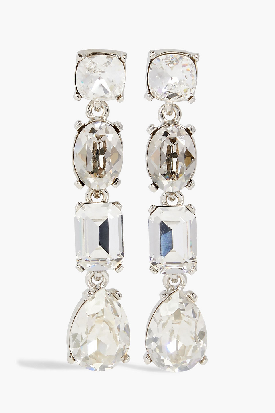 Oscar De La Renta Silver-tone Crystal Earrings