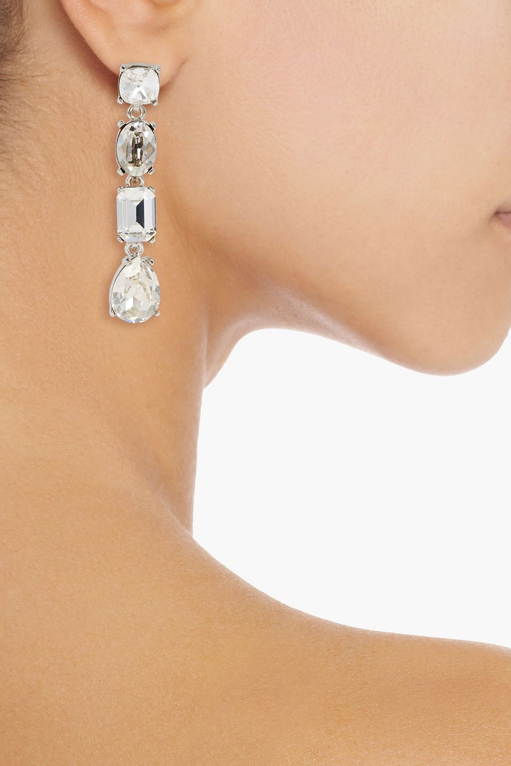 OSCAR DE LA RENTA Silver-tone crystal earrings