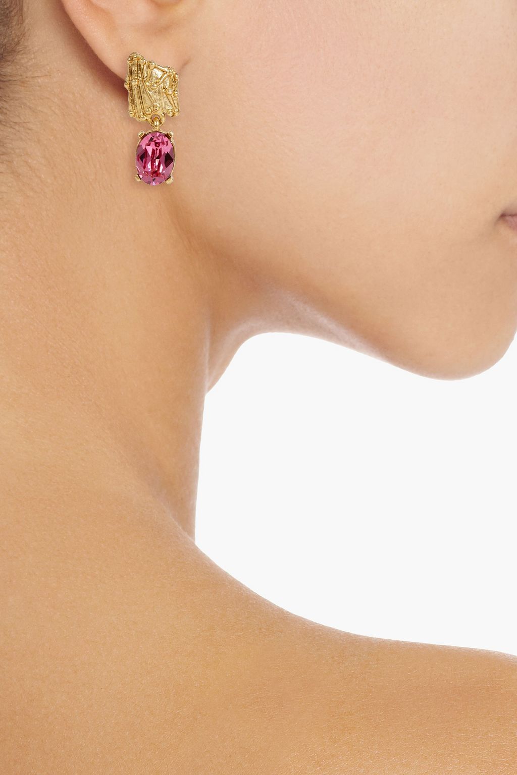 OSCAR DE LA RENTA Gold-tone crystal earrings