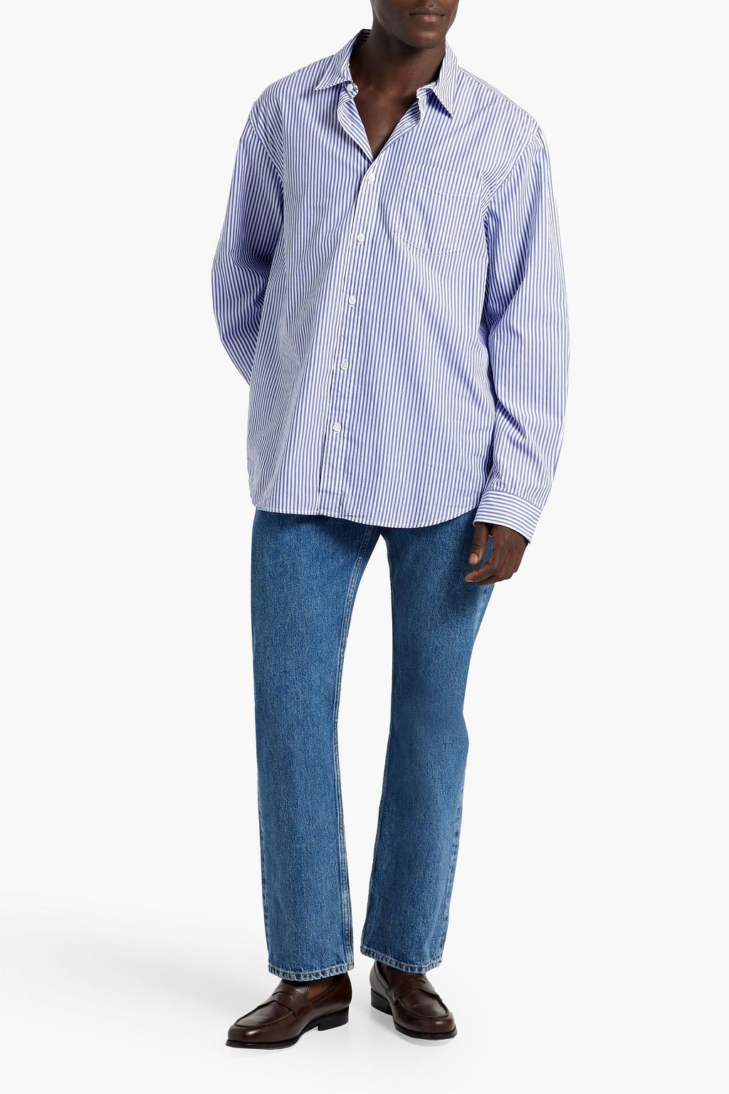ALEX MILL Mill striped cotton-poplin shirt