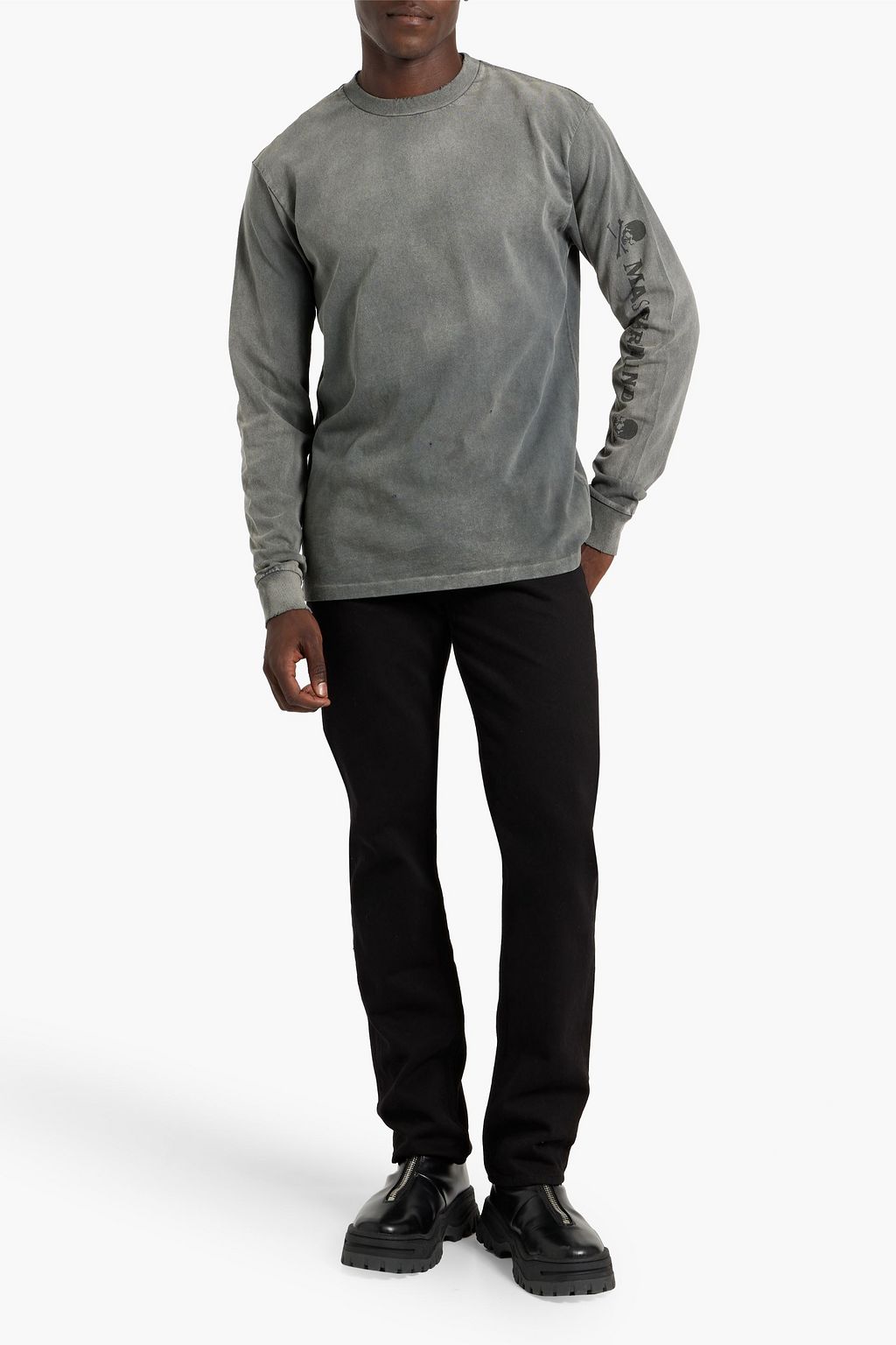 JOHN ELLIOTT + Mastermind distressed printed cotton-jersey T-shirt