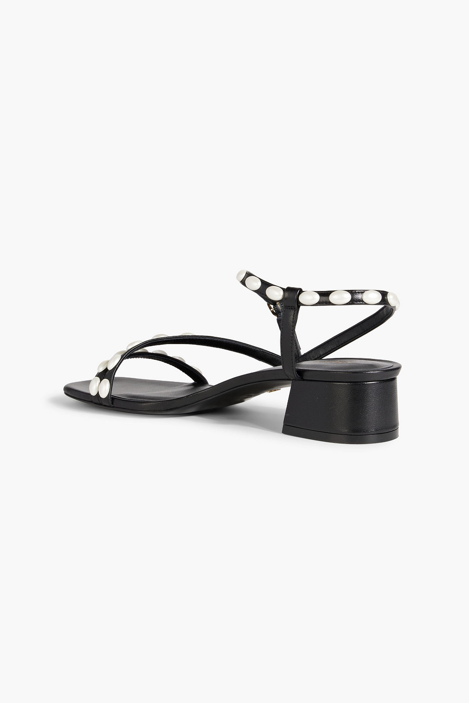 Stuart Weitzman Pearlita 35 Faux Pearl-embellished Suede Sandals In Schwarz