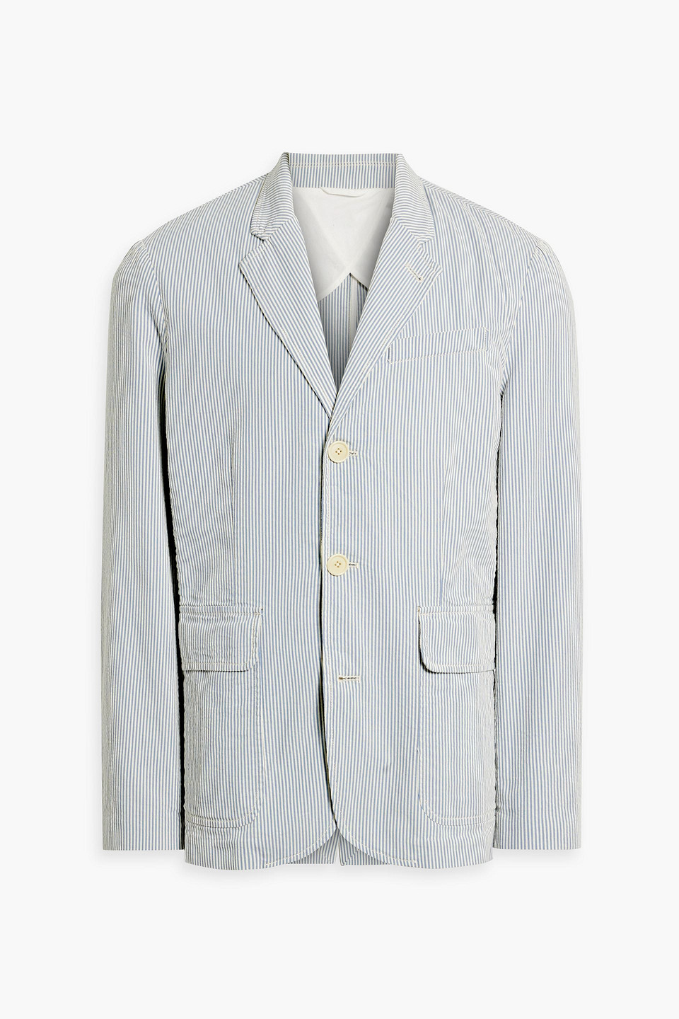 Alex Mill Striped Cupro-seersucker Blazer In Light Blue