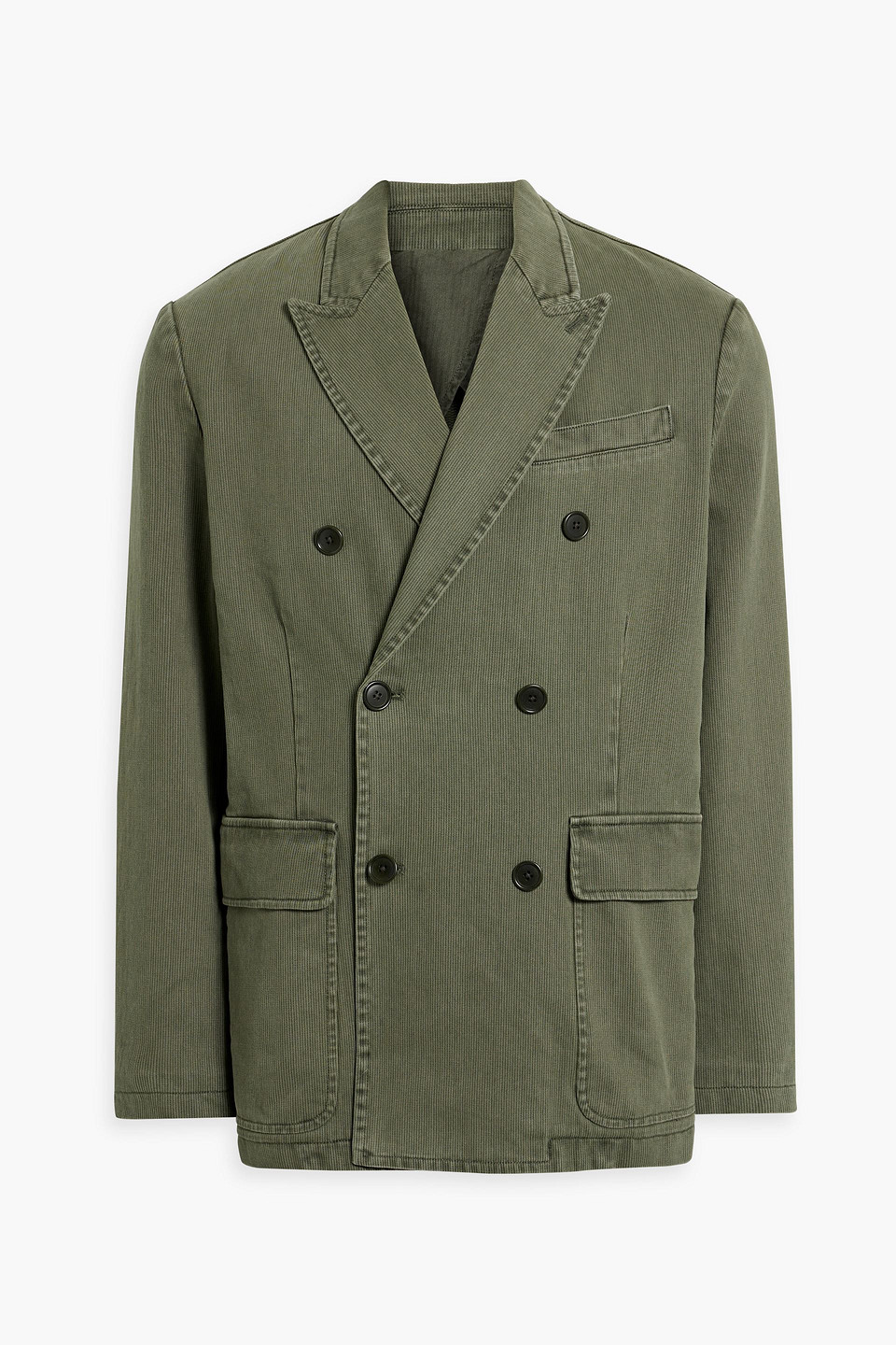 Alex Mill Bedford Double-breasted Cotton-corduroy Suit Jacket In Army Green