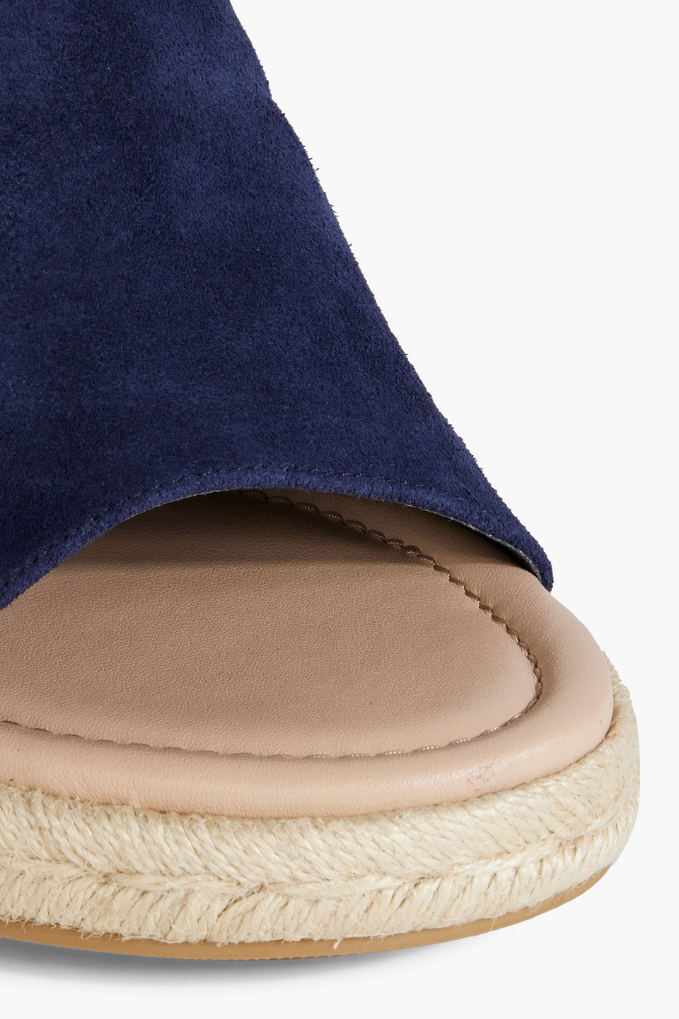 STUART WEITZMAN MYKONOS SUEDE ESPADRILLE WEDGE MULES