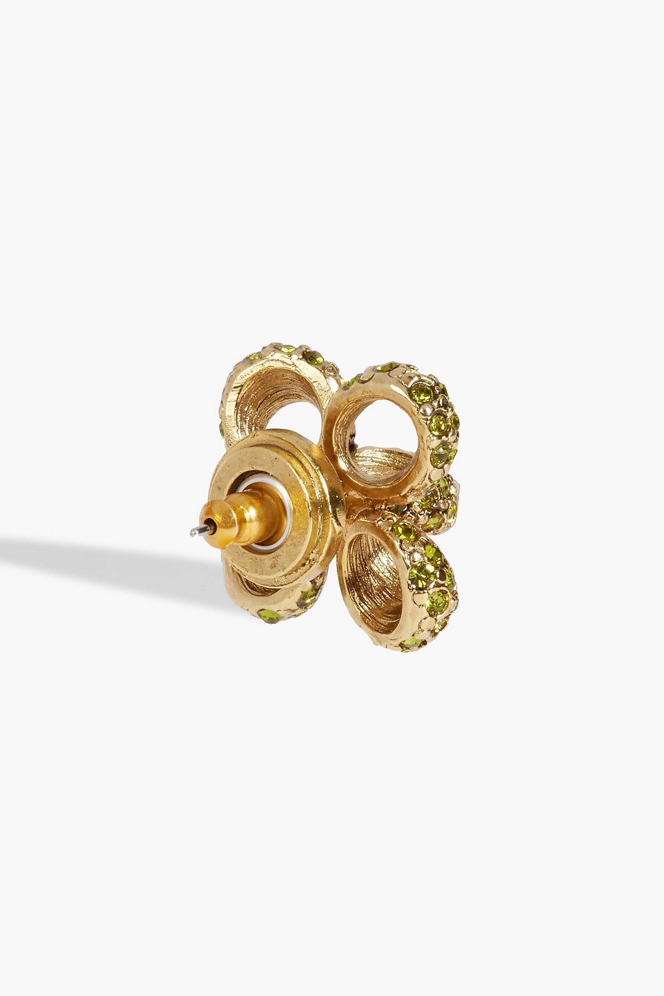 Oscar De La Renta Gold-tone Crystal Earrings In Lime Green