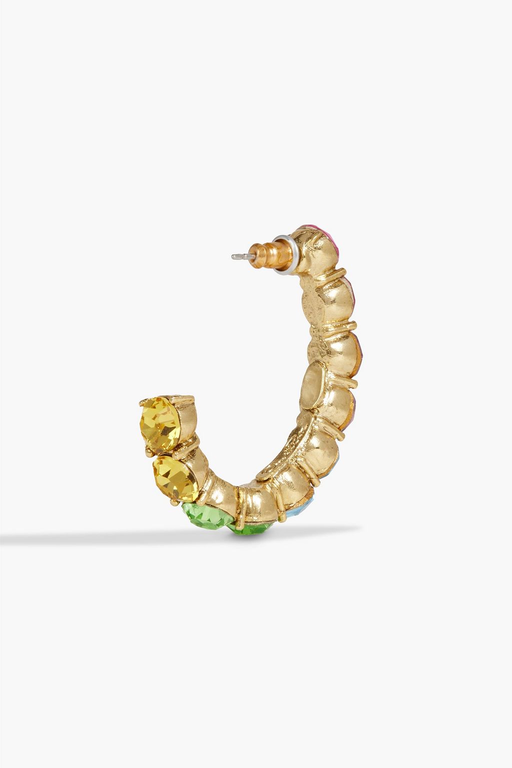 OSCAR DE LA RENTA Gold-tone crystal hoop earrings