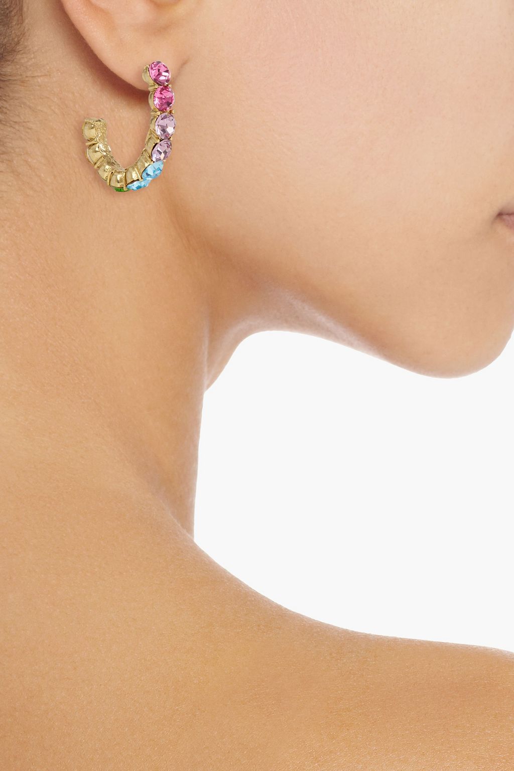 OSCAR DE LA RENTA Gold-tone crystal hoop earrings