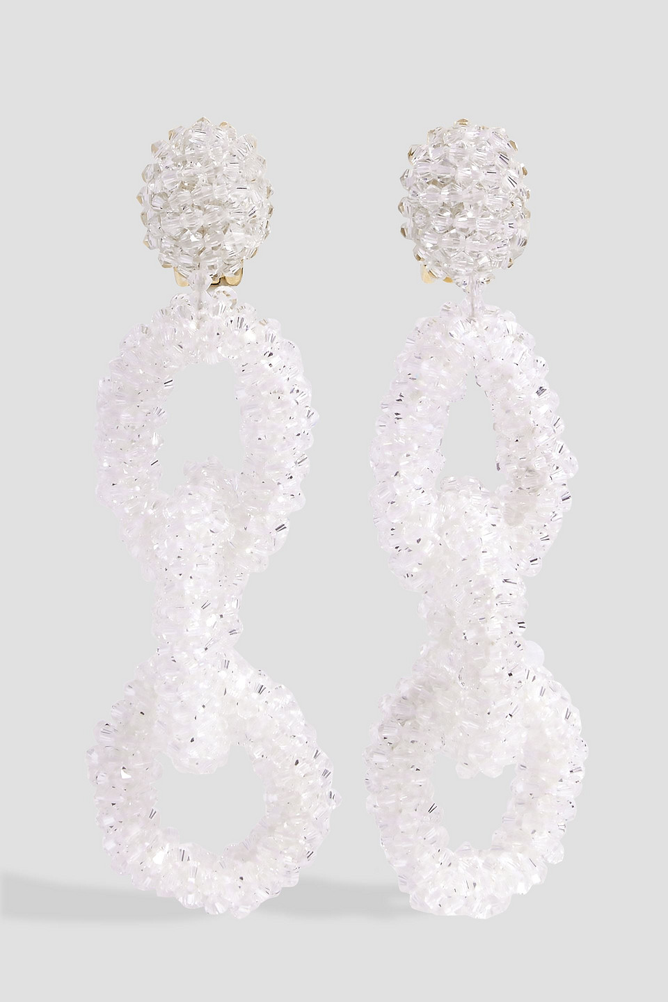 Oscar De La Renta Gold-tone Beaded Clip Earrings In White