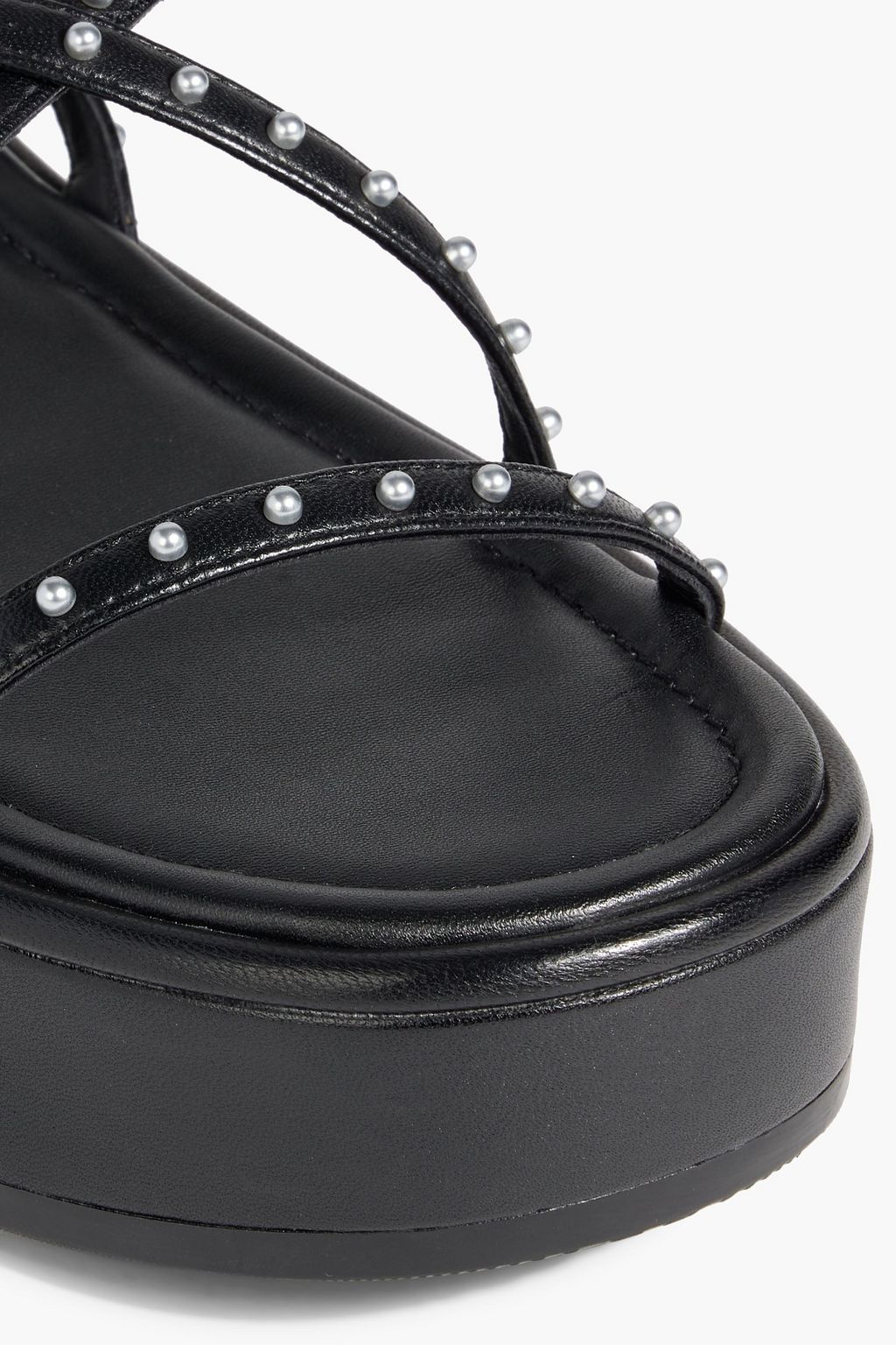 STUART WEITZMAN Summerlift faux pearl embellished leather platforms sandals