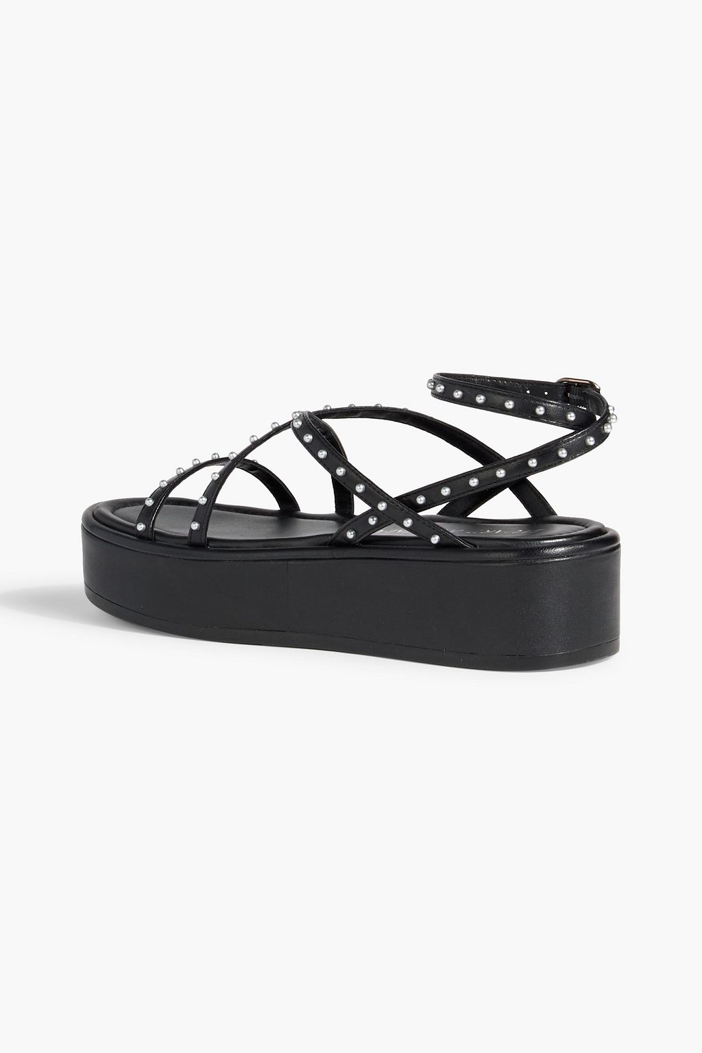 STUART WEITZMAN Summerlift faux pearl embellished leather platforms sandals