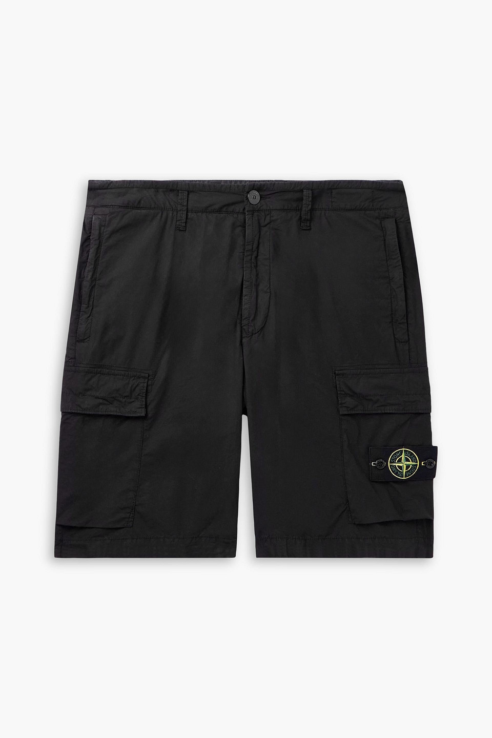 stone island - straight-leg logo-appliquéd cotton-blend canvas cargo shorts - black - 28