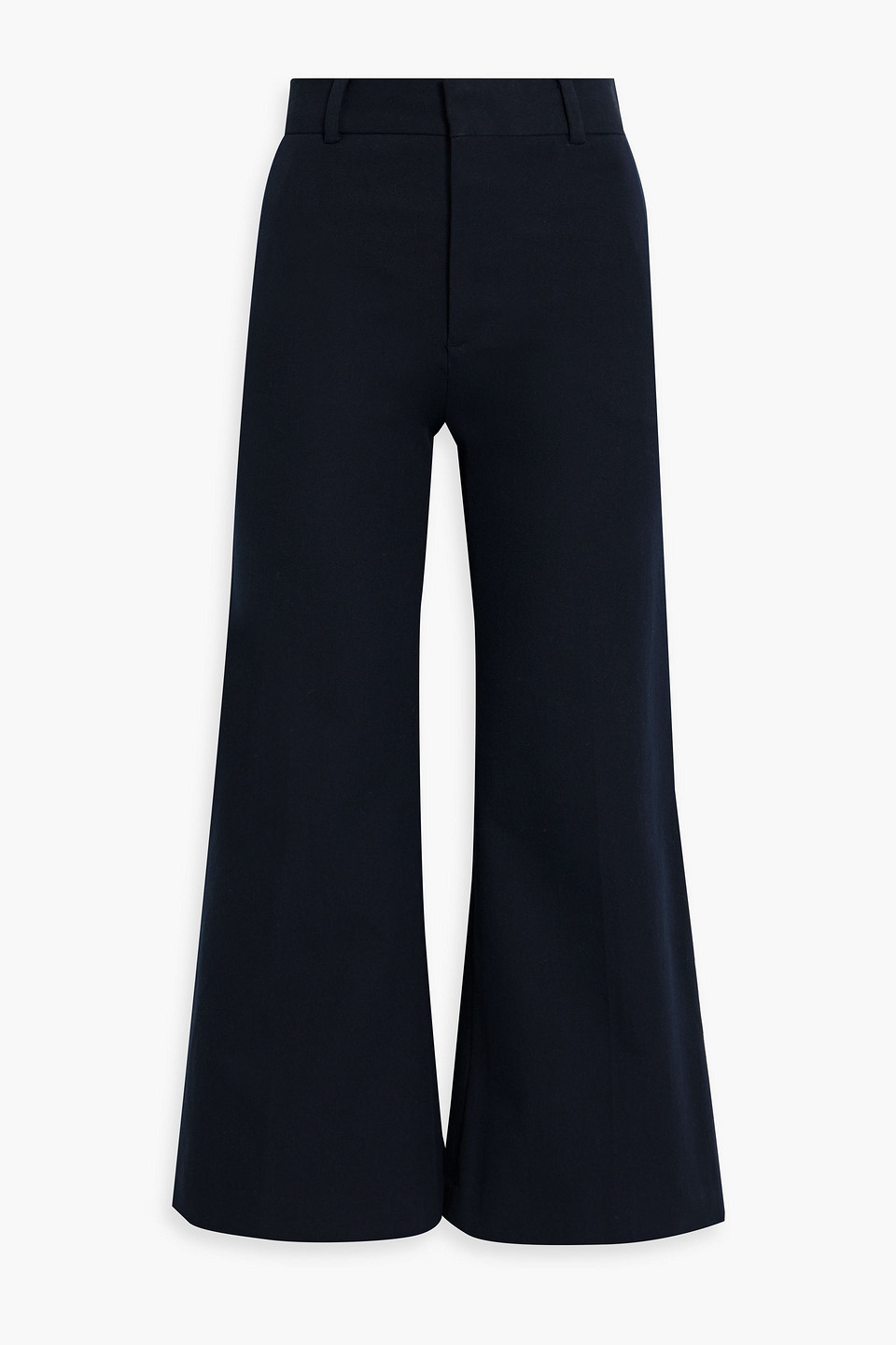 Frame Le Crop Palazzo Cotton-blend Twill Wide-leg Pants In Navy