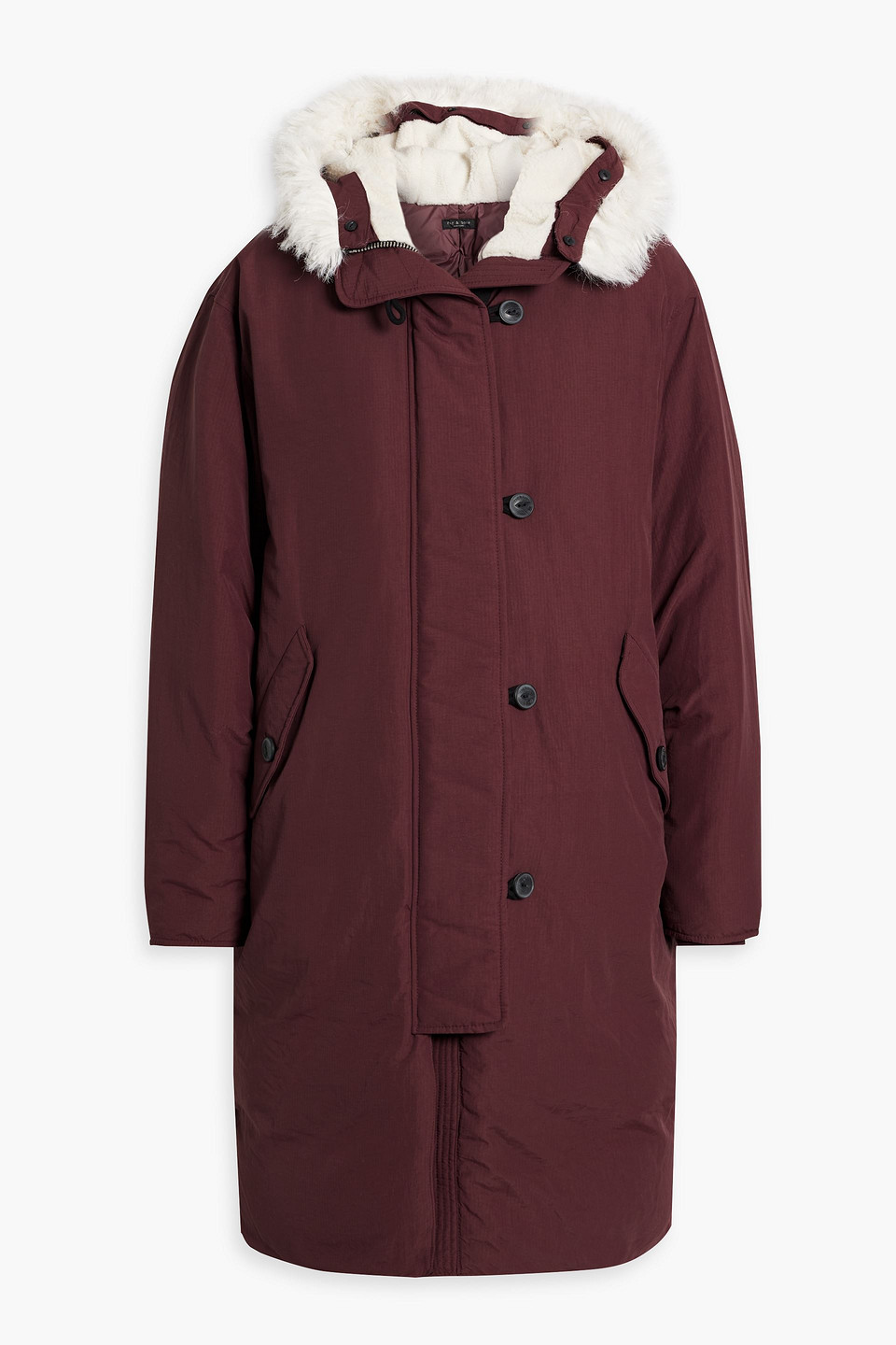 Shop Rag & Bone Faux Fur-trimmed Ripstop Hooded Down Coat In Plum