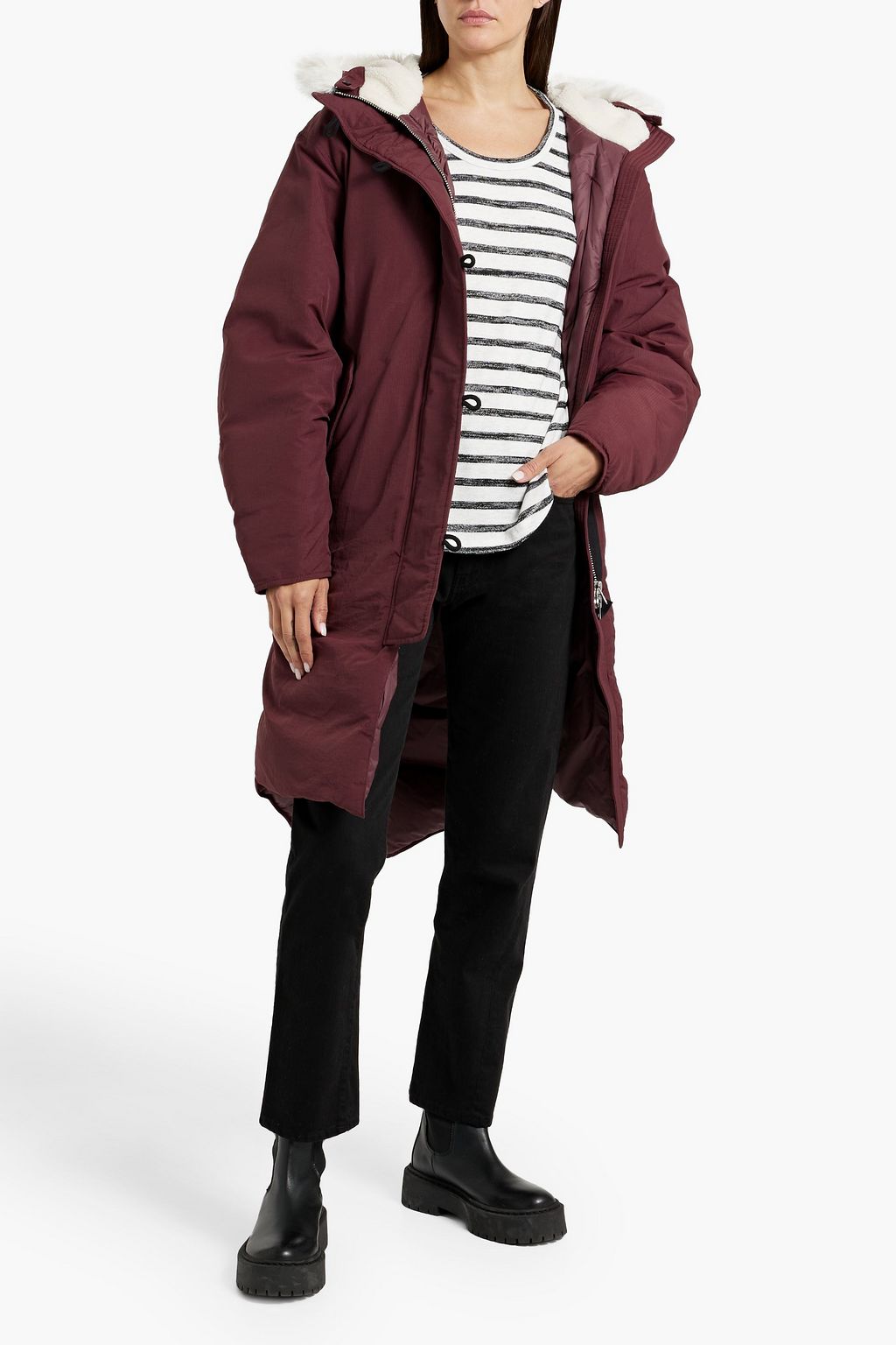 RAG & BONE Faux fur-trimmed ripstop hooded down coat