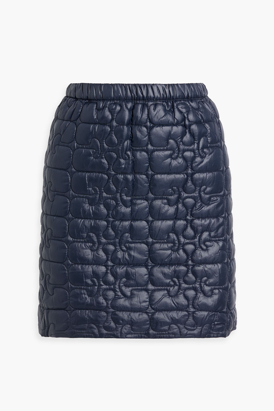 Ganni Shiny Quilt Mini Skirt In Navy