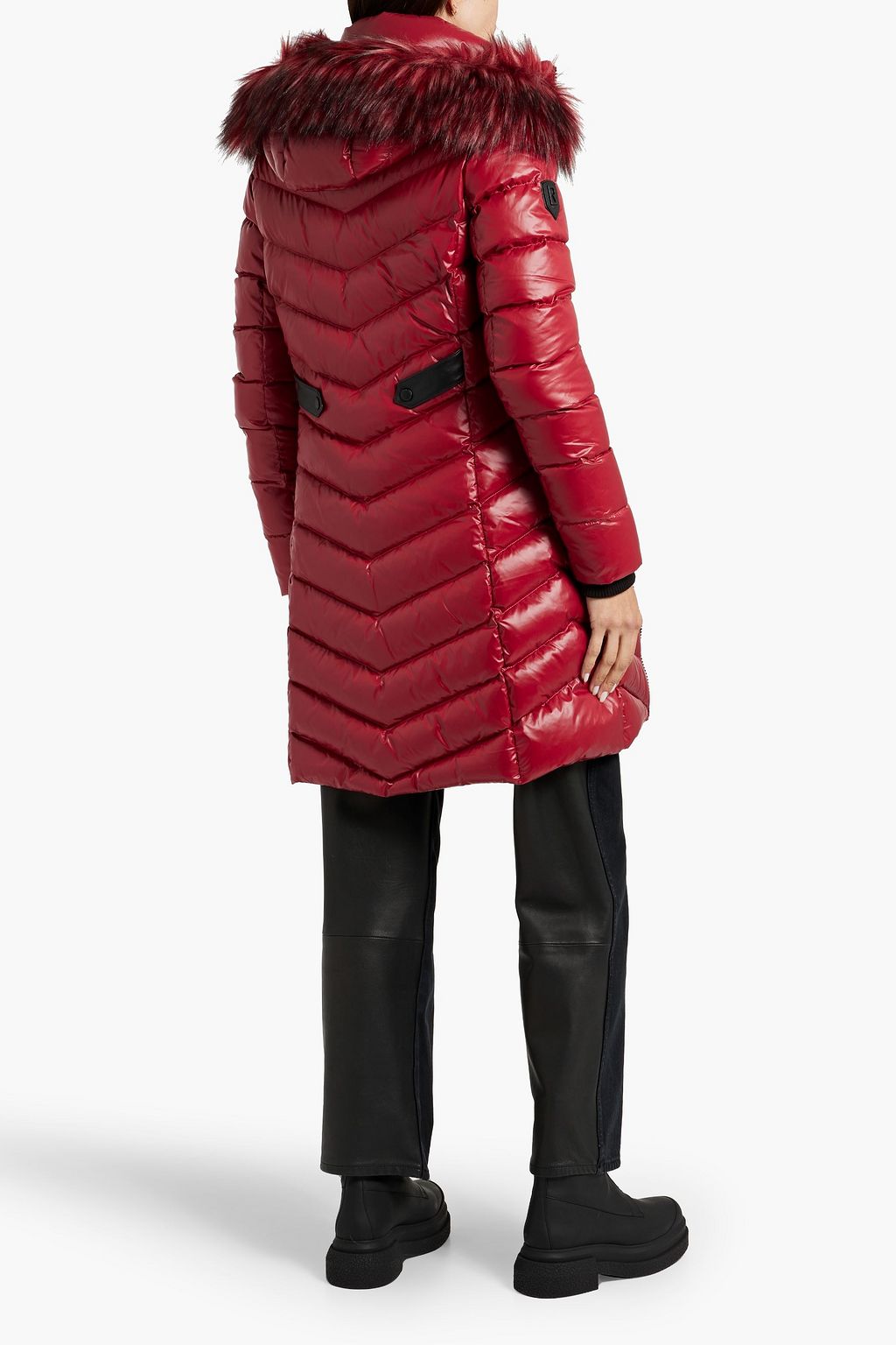 RUDSAK Leather-trimmed quilted shell hooded down coat