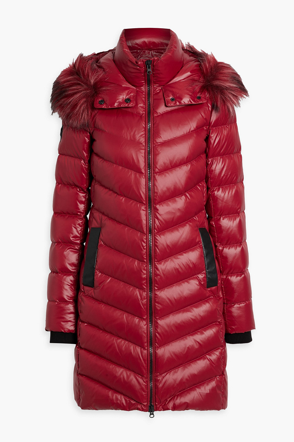 Rudsak Faux Fur-trimmed Quilted Shell Hooded Down Coat In Brick