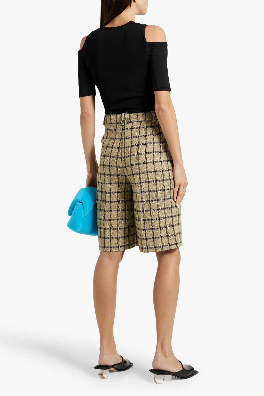 GANNI Cold-shoulder ribbed-jersey top