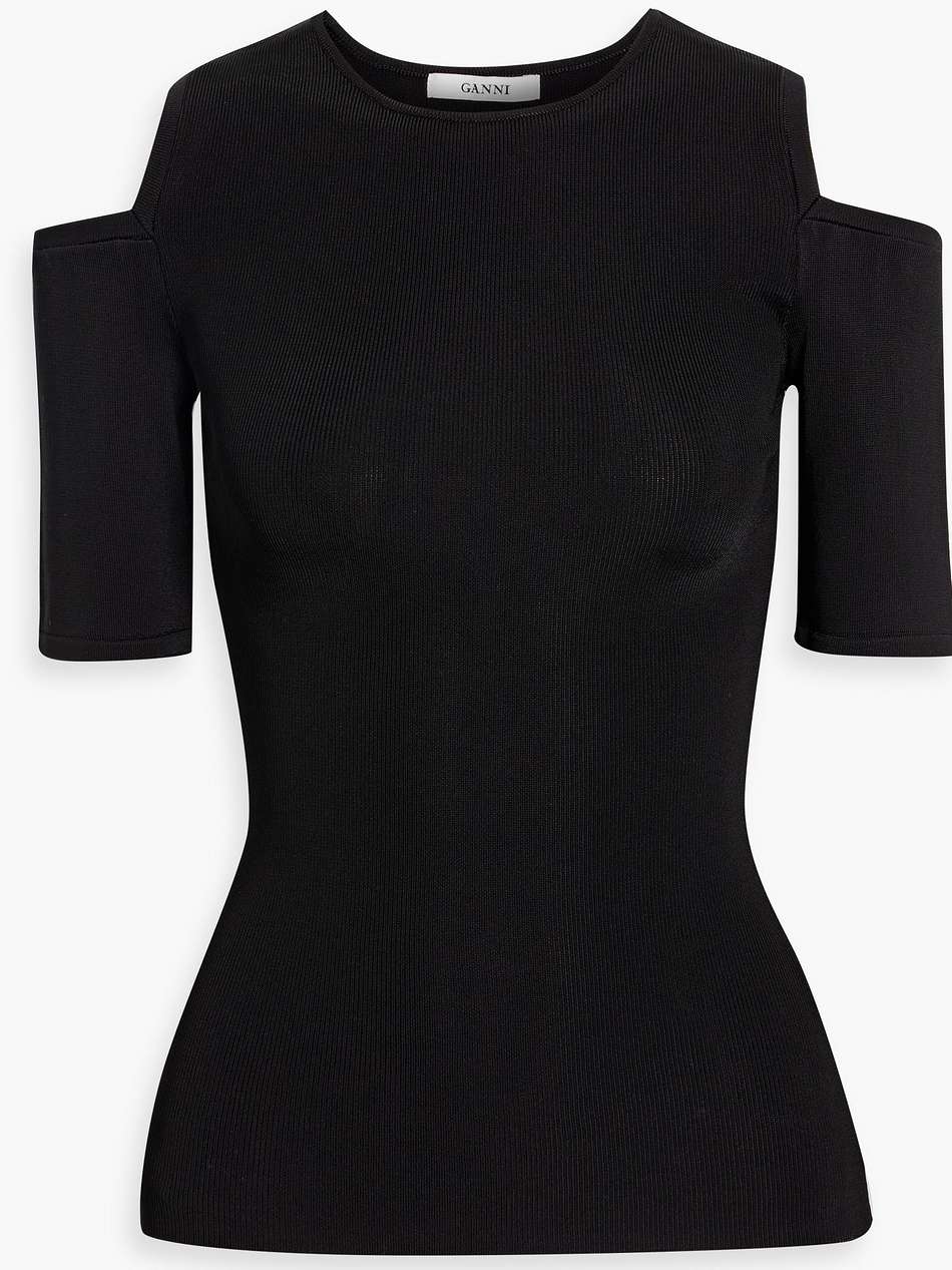 cold-shoulder ribbed-jersey top