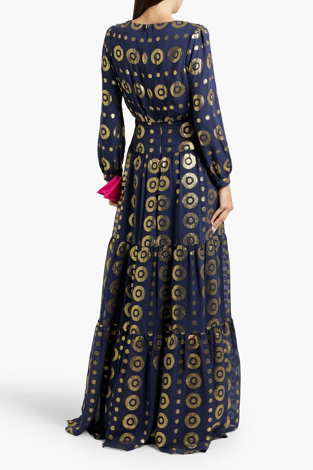 SALONI Isabel metallic fil coupé silk and Lurex®-blend maxi dress