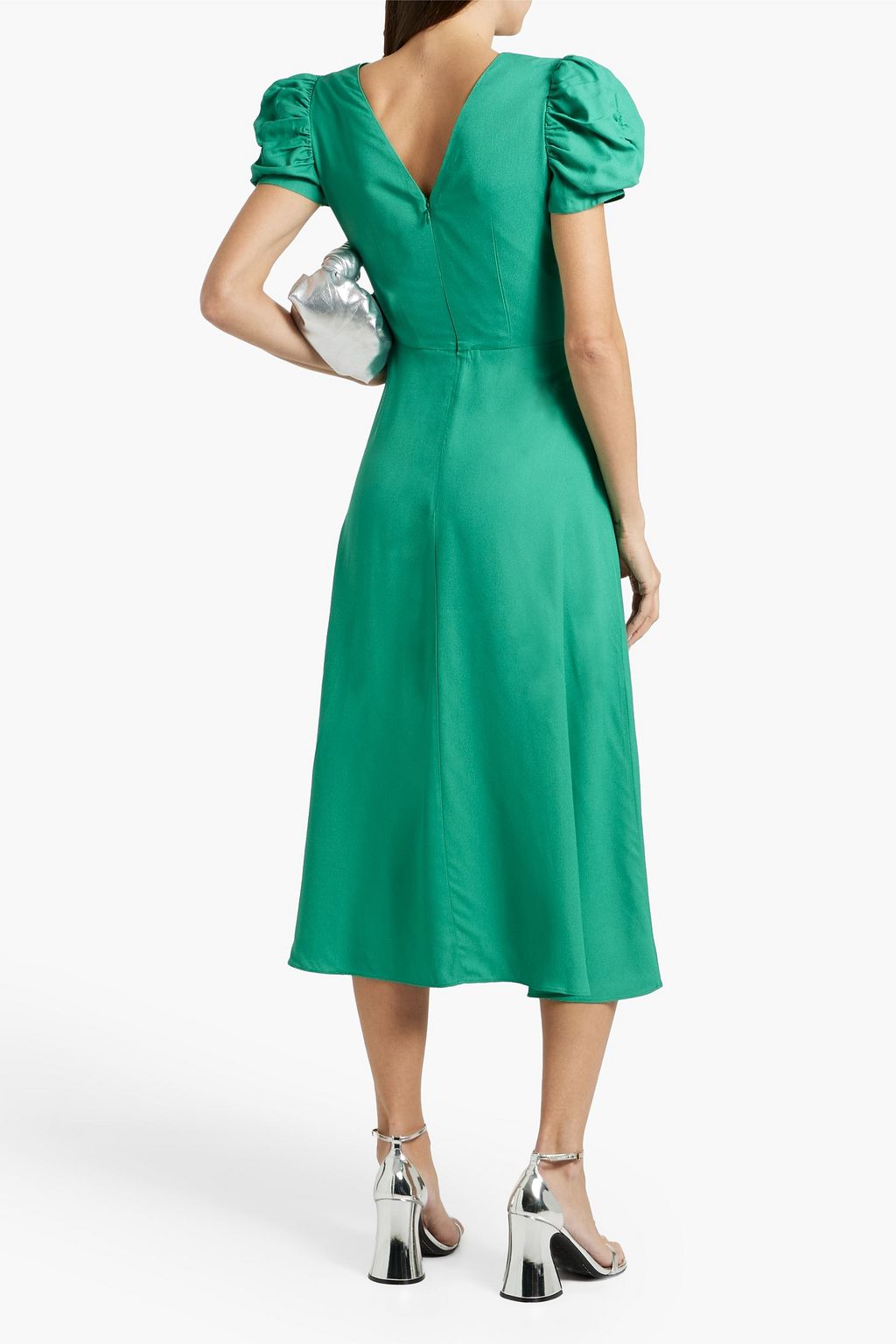 SALONI Margot ruched crepe midi dress
