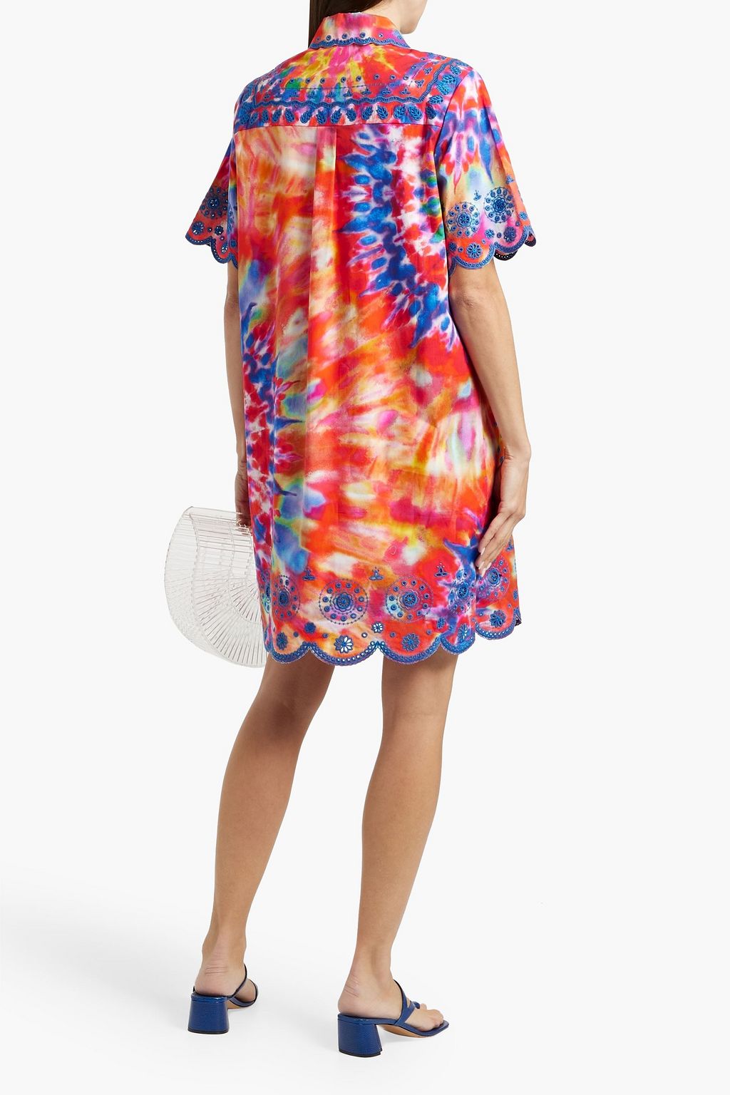 SALONI Dree tie-dyed broderie anglaise cotton mini dress