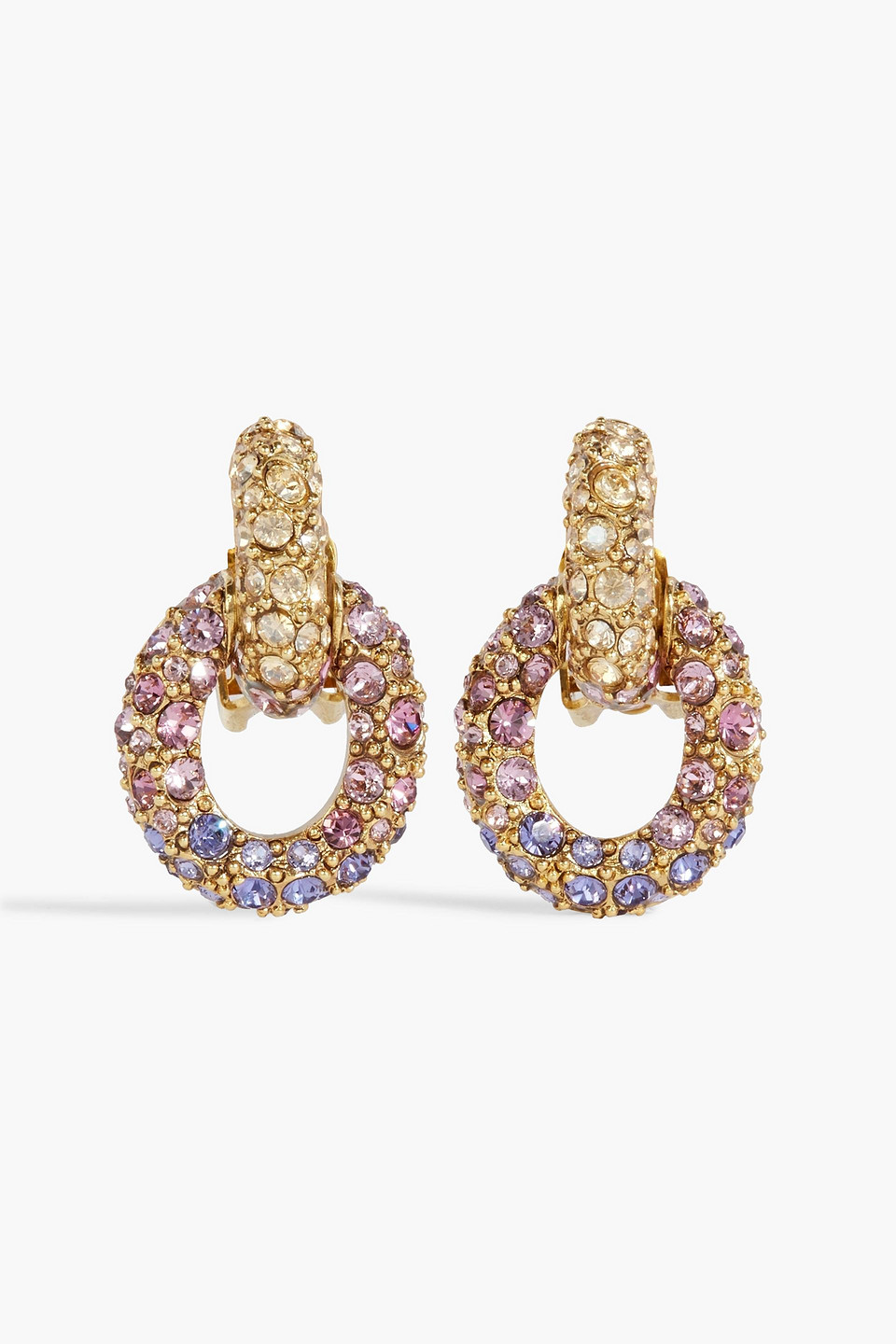 Oscar De La Renta Fortuna Crystal Drop Clip-on Earrings In Pink