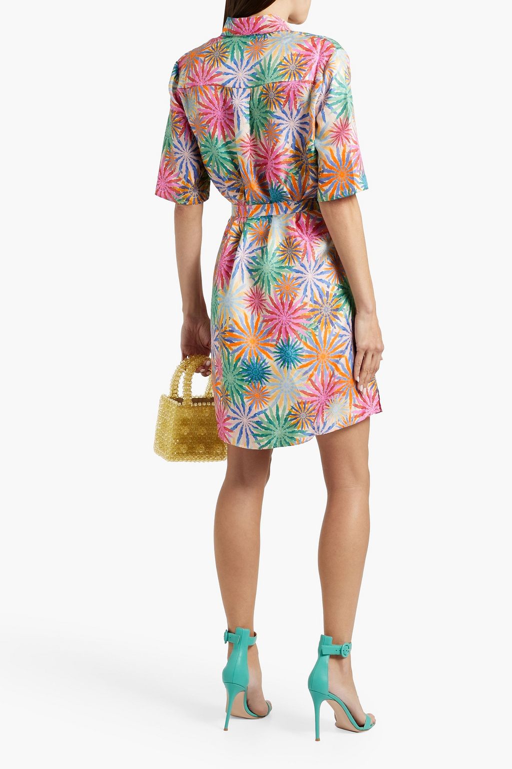 SALONI Jeri printed silk-twill mini shirt dress