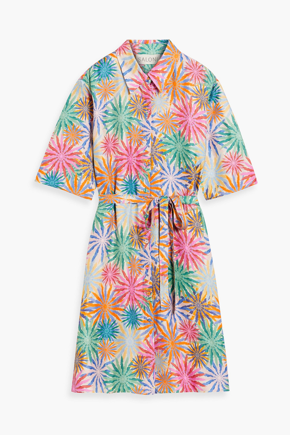 Saloni Jeri Printed Silk-twill Mini Shirt Dress In Multi
