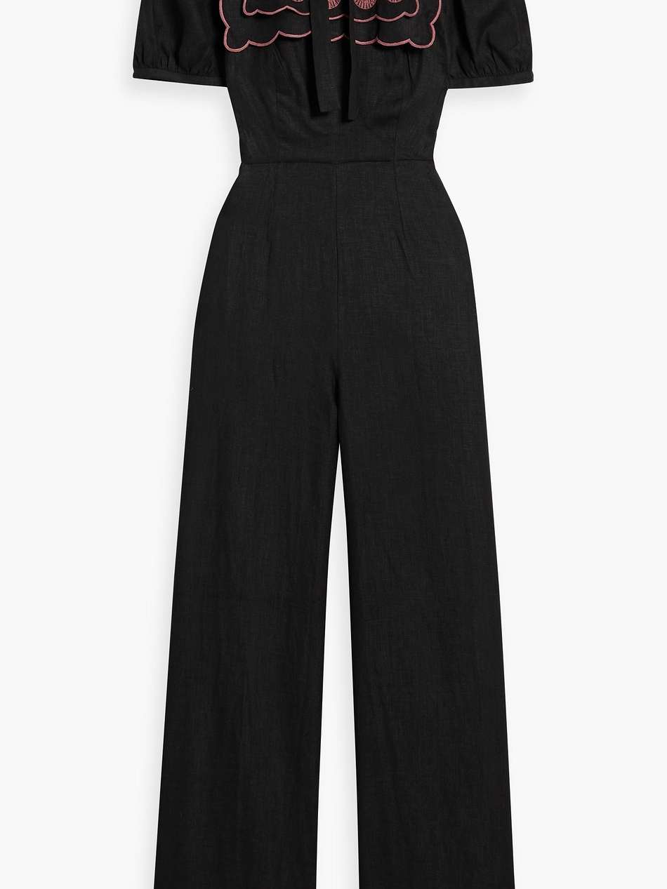 marlowe embroidered linen wide-leg jumpsuit