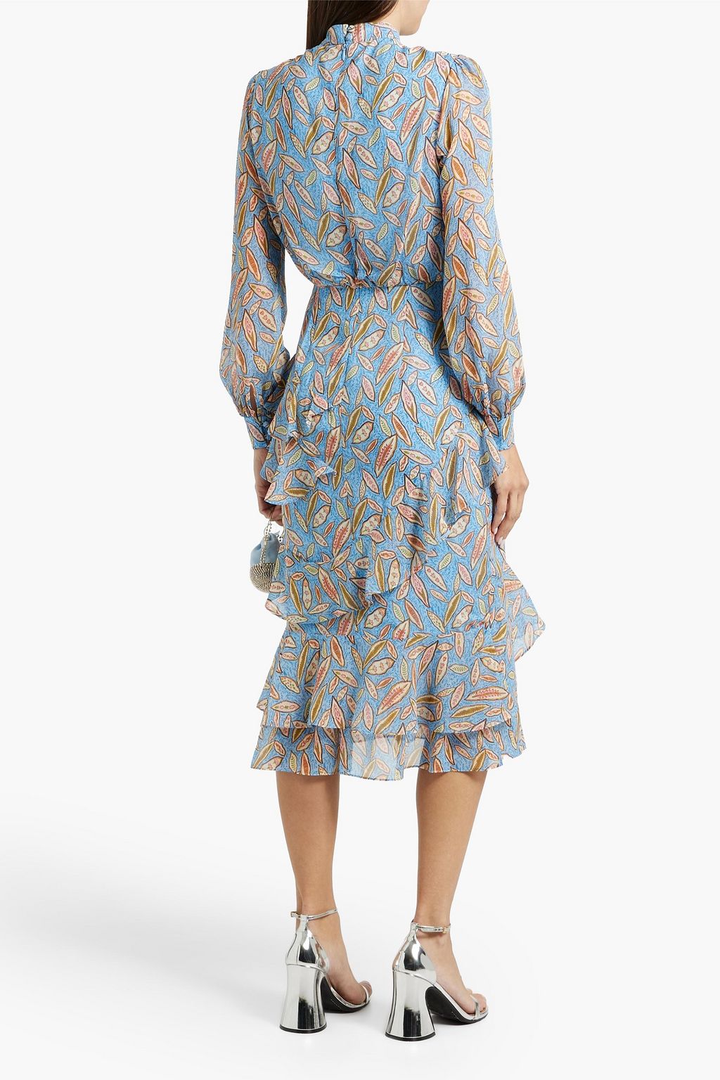 SALONI Isa ruffled printed silk-chiffon midi dress