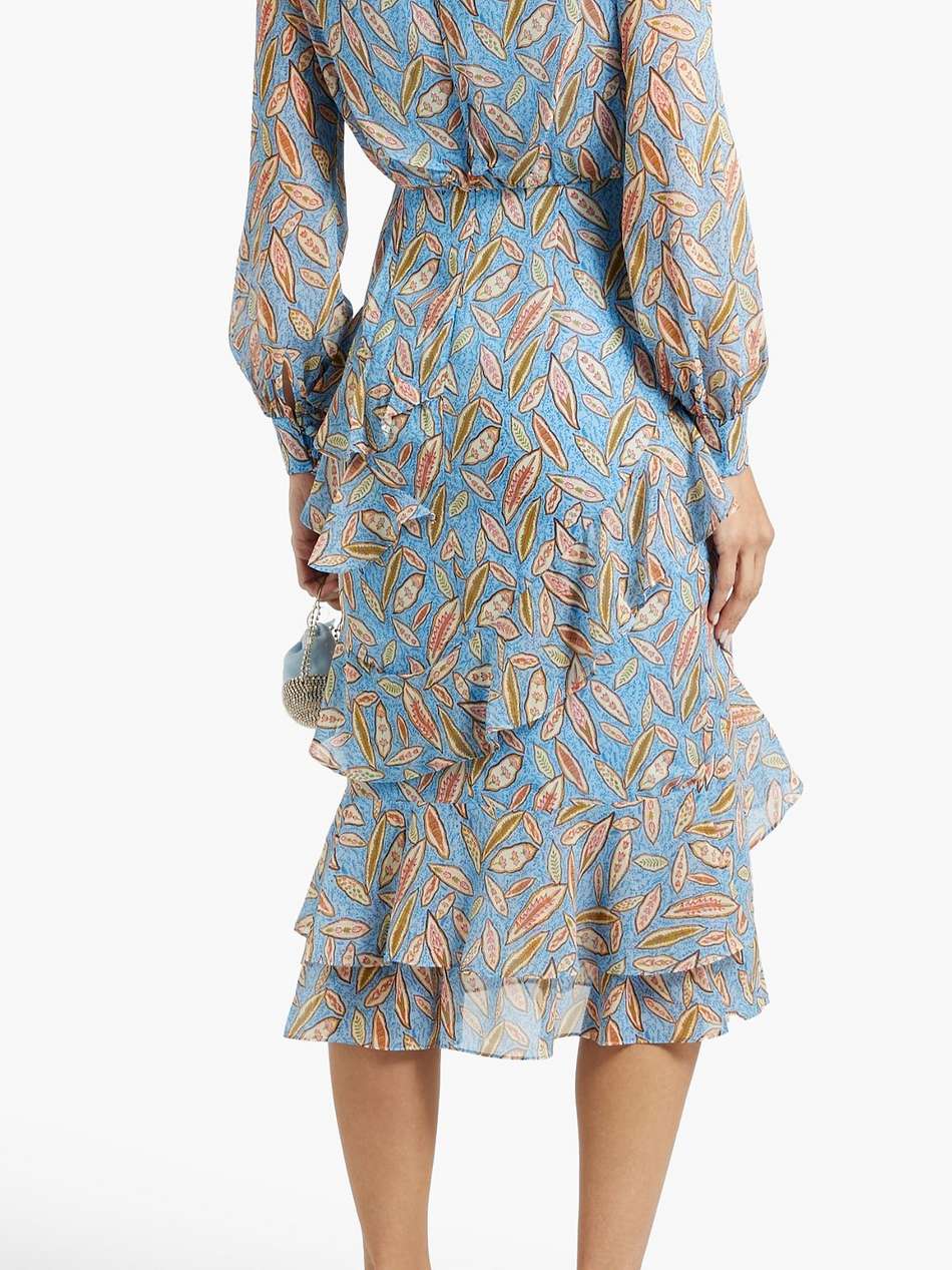 isa ruffled printed silk-chiffon midi dress