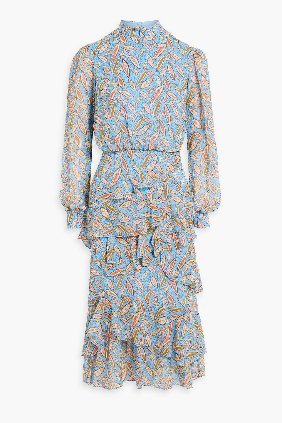 Isa ruffled printed silk-chiffon midi dress