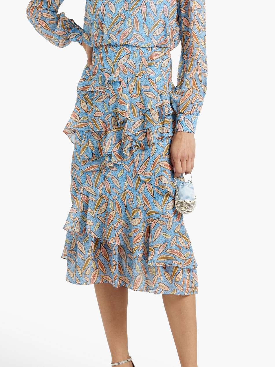 isa ruffled printed silk-chiffon midi dress