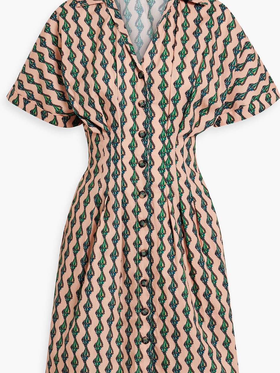 riya printed cotton-poplin mini shirt dress