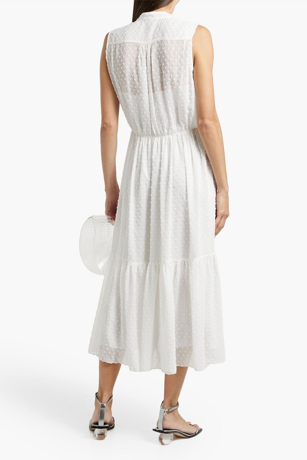 SALONI Alexia Swiss-dot georgette midi dress